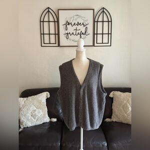 Eddie Bauer Gray 100% Cotton Button Up Vest Size XL Tall Classic Casual Retro
